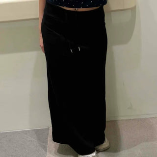 High-waisted Jore String Straight Maxi Long Skirt