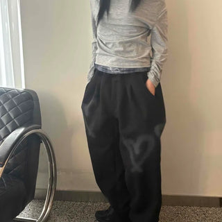 Heart Graffiti Print Loose Fit Long Pants