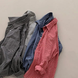 Check Shirt Delicate Oversized High Quality Spring Summer Autumn Seersucker Red Check Loose Fit Protective Instinct Basic Shirt
