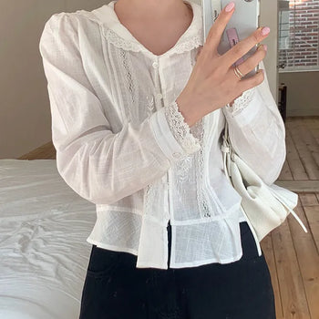 Better Collar Blouse/Collar Blouse/Long Sleeve Blouse/Wedding Guest Look/V-Neck/Ribbon Blouse