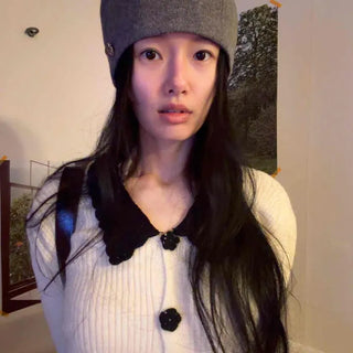 Color Block Collar Ribbon Knit Vest
