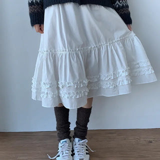 Cerumi Frill Cotton Midi Skirt