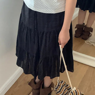 Sabers Punching Tiered Cotton Midi Skirt