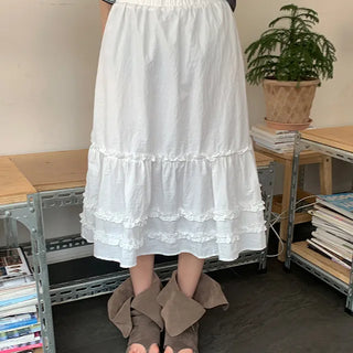 Chakaco Nylon Tiered Frill Midi Skirt