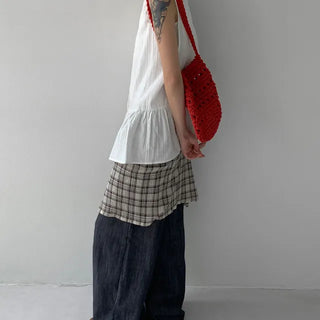 Billotte raw wide denim pants