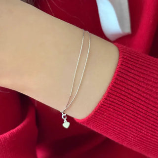 Skinny Double Chain Layered Silver Bracelet