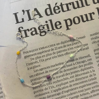 Candy Pop Rainbow Chain Silver Bracelet