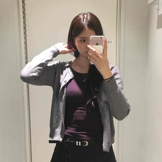Deep Collarbone Angle Wide Neck Slim Fit Long Sleeve T-shirt