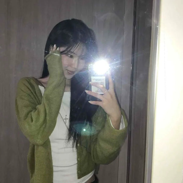 Feminine Short Button Knit Cardigan