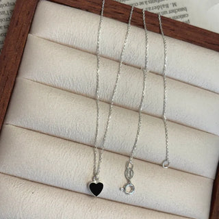 Black Heart Stud Necklace