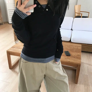 Snap Striped Hoodie
