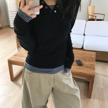 Snap Striped Hoodie