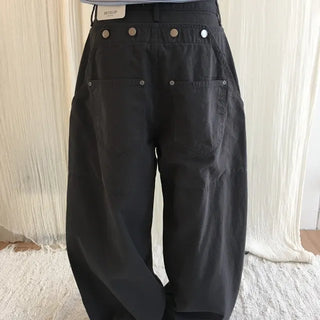 Wide-leg suspender pants