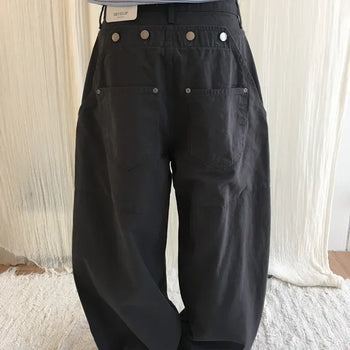 Wide-leg suspender pants