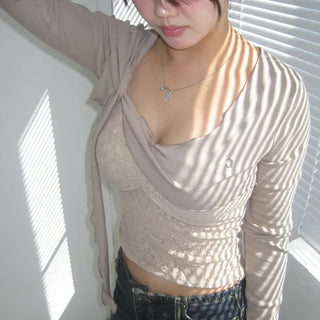 Eyelet point bolero cardigan