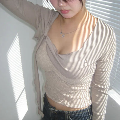 Eyelet point bolero cardigan