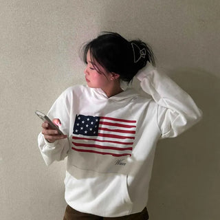 Oversized Flag Print Hoodie