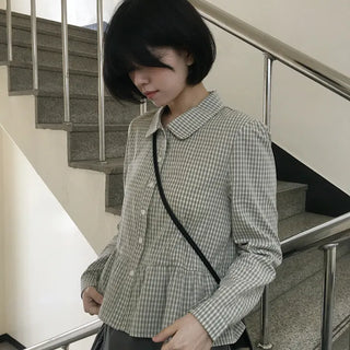 Taka check frill shirt