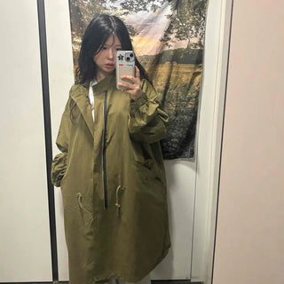 Loose-fit Snap Button Waist Adjustable Field Jacket