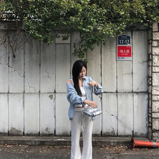 Aldante Pastel Loose Fit Check Shirt