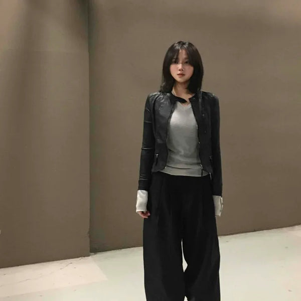 Round Neck Short Rider Jacket