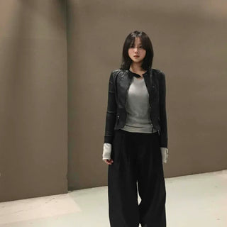 Round Neck Short Rider Jacket