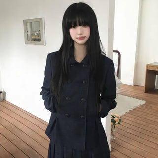 Pindo Double-Button Jacket and Skirt Two-Piece