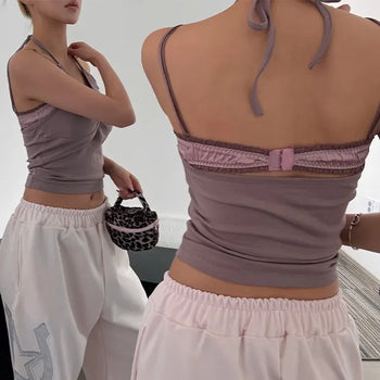 Delicate & Hip Layered Lace Lingerie Halter Top