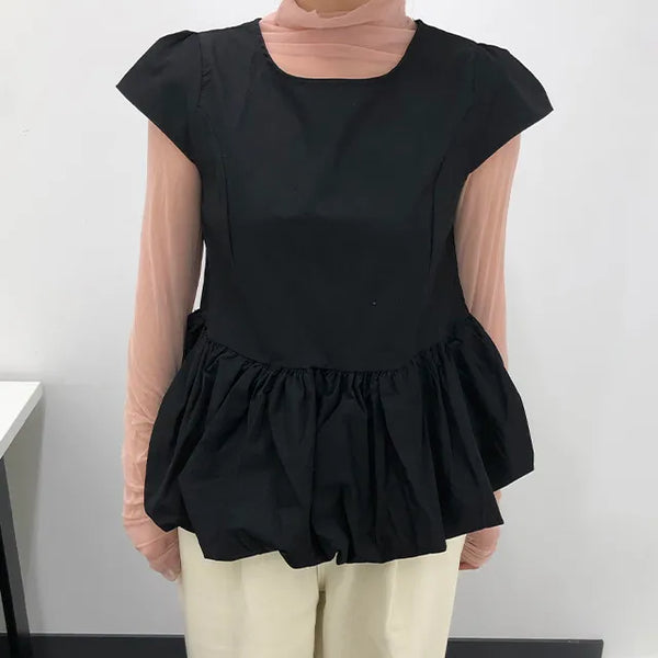 Sally Balloon Short Sleeve Blouse
