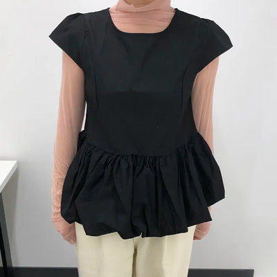 Sally Balloon Short Sleeve Blouse