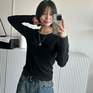 Pure Slim U-Neck Long Sleeve T-Shirt