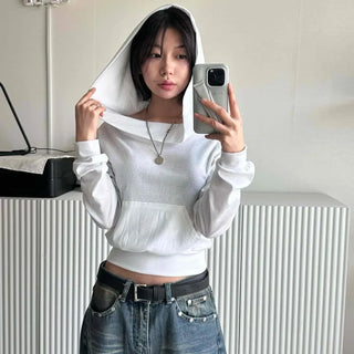 Short-length Loose-fit Long-sleeve Hoodie