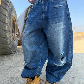 Damage Balloon Wide Denim