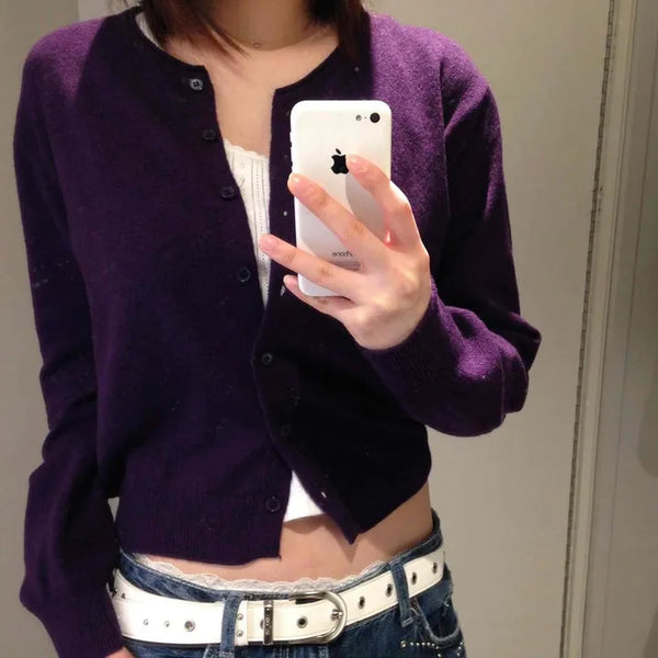 Round Neck Knit Cardigan