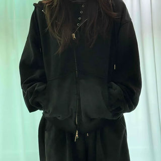 Loose Fit Vintage Washed Zip-Up Hoodie