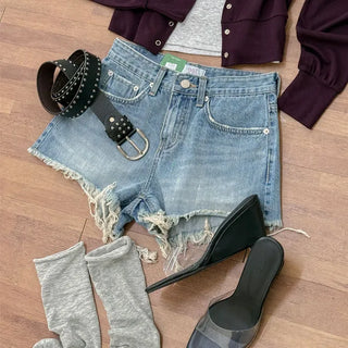 Andio Damaged Denim Shorts