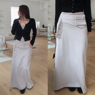 Jewelin Pocket Belt Long Skirt [Back Elastic]