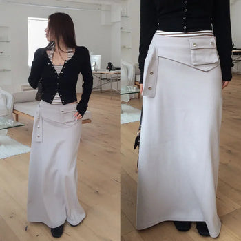 Jewelin Pocket Belt Long Skirt [Back Elastic]