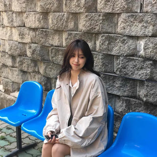 High-Neck Hidden Zip-Up Hem Drawstring Oversized Short Field Jacket