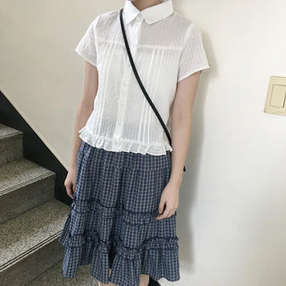 collar pintuck collar blouse