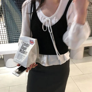 TIS Women's Layered Spring/Summer Loose Fit Knit Vest Bustier
