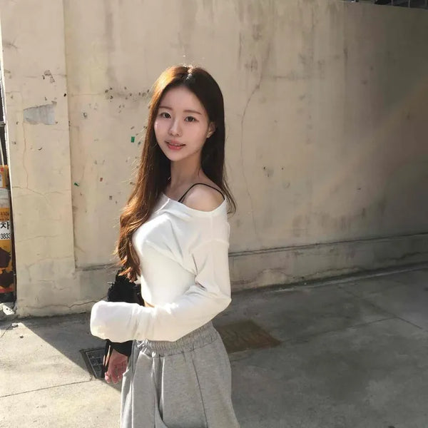 Slim Fit Asymmetrical Long Sleeve T-Shirt