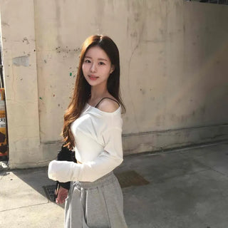 Slim Fit Asymmetrical Long Sleeve T-Shirt
