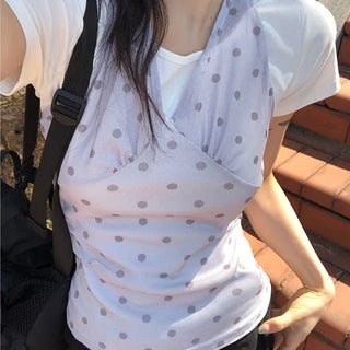 엘로 도트 시스루 홀터 스트랩 나시