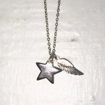 (2 types) Flat Angel Star Necklace Star Wing Wishcore Surgical Chain Daily Necklace