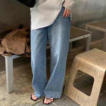 Yuive Medium Blue Long Wide Denim Pants