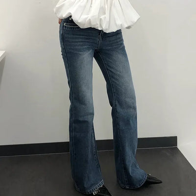 Dot Stitch Low-Rise Bootcut Pants