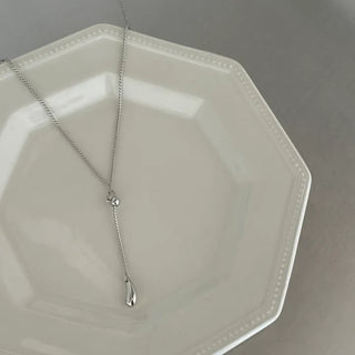 Alfred Surgical Silver Drop Long Necklace