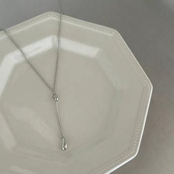 Alfred Surgical Silver Drop Long Necklace