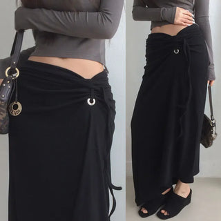 Trenbe Eyelet Asymmetrical Long Skirt